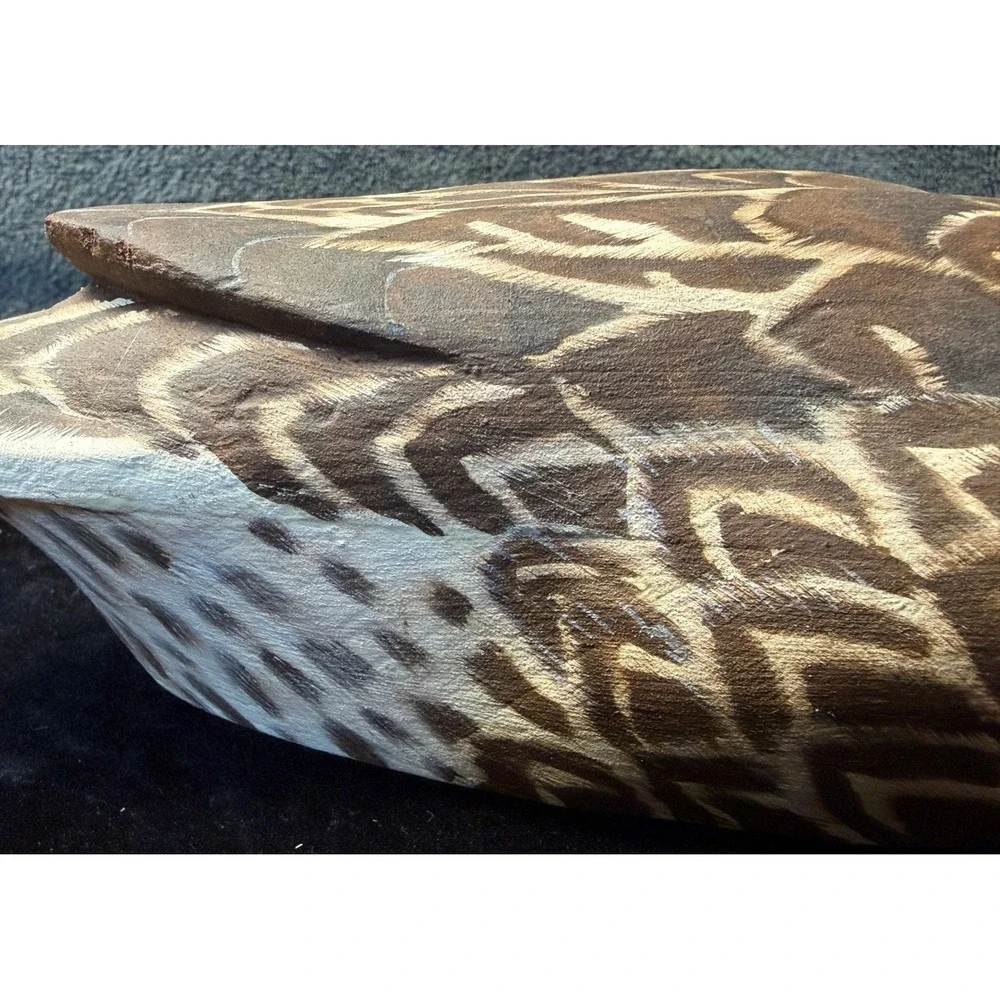 Signed 2003 Hand Painted Wooden Duck Decoy Decorative Folk Art Brown